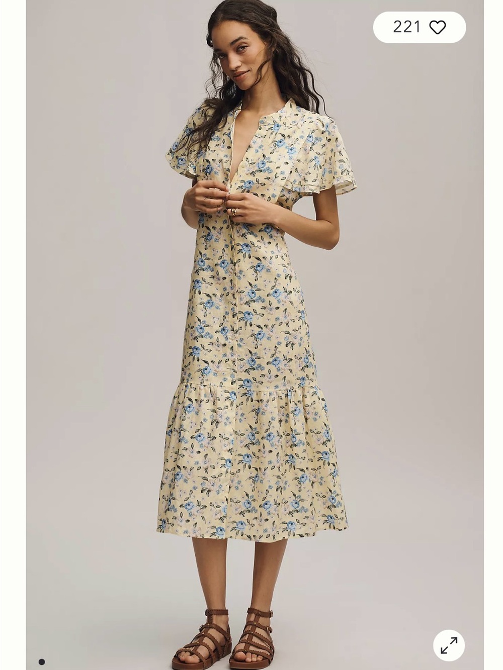 NWT Lanhtropy Willow Linen Short-Sleeve Midi Shirt Dress  Xs